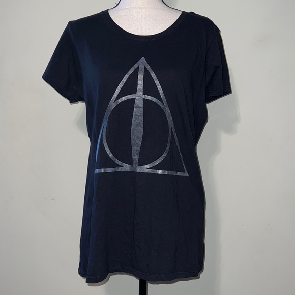 Harry Potter XL t shirt deathly hallows short sleeve black silver - Picture 3 of 11